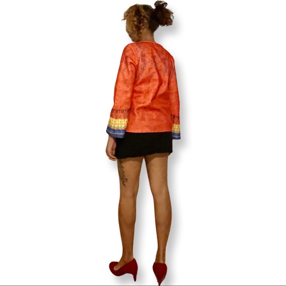 NWOT MISSLOOK Abstract Shapes Art Color Print W/ Long Bell Sleeves Tunic Size L - Picture 5 of 10